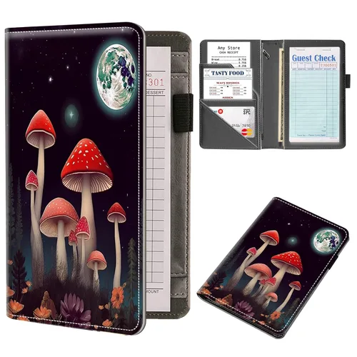 Miniatura 17 de Organizador de libros de servidor, libros de servidor de teñido anudado para camarera, organizador de libro de camarero de piel sintética