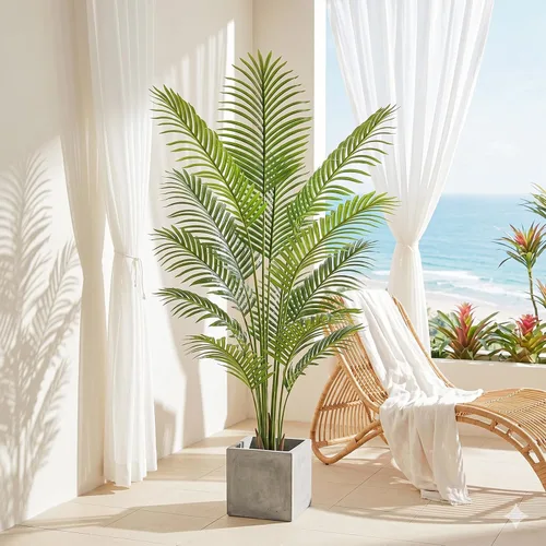 Miniatura 5 de Artificial Palm Tree, ANTING 5FT Tall Faux Palm Tree with Black Base Pot, Artificial Plants with Lifelike Leaves for Outdoor Indoor Home Living Room