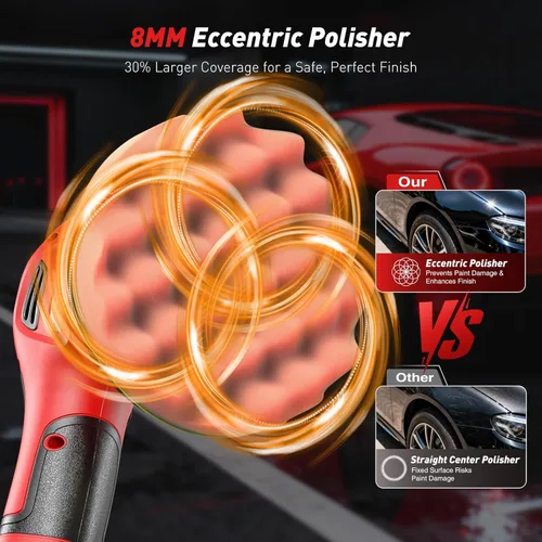 Miniatura 4 de Pulidora de búfer inalámbrica de coche de 6 pulgadas: kit de búfer de coche con 2 baterías de 4000 mAh, bloque de órbita de 8 mm y control de 6
