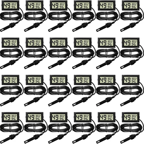 Miniatura 7 de Weewooday Medidor digital de temperatura y humedad con medidor de sonda LCD Fahrenheit, termómetro higrómetro para incubadora, planta de reptiles