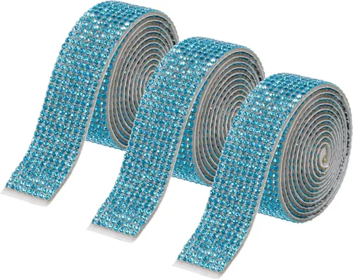 Miniatura 35 de MECCANIXITY 3 rollos de cinta de diamantes de imitación autoadhesiva de 3 yardas y 0.315 in para proyectos de artes y manualidades, pasteles de Beige