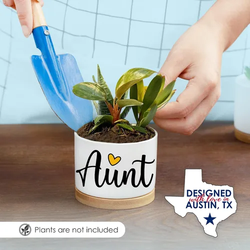 Miniatura 7 de Rosa Vila Macetero para tía, regalo único para la mejor tía de parte de sobrina y sobrino, juego de regalo de maceta para tía, regalo ideal