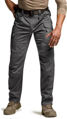 CQR - Pantalones tácticos elásticos para hombre, pantalones cargo de ripstop resistentes al agua, pantalones ligeros para trabajo al aire libre y