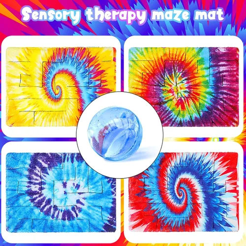 Miniatura 2 de 4 piezas de tapete sensorial de laberinto de mármol, juguetes para aliviar el estrés, tapete sensorial calmante para aliviar la ansiedad, juguetes