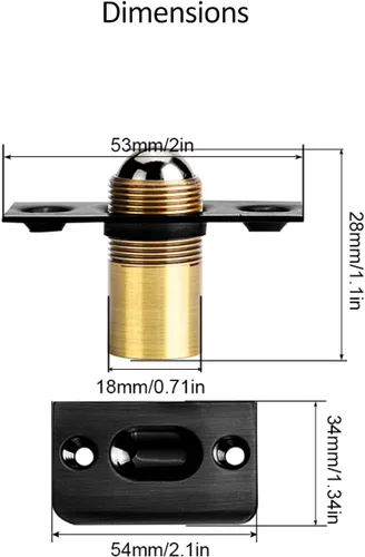 Miniatura 8 de Jiayi - Juego de 2 accesorios para puerta de armario, cierre de bola para puerta francesa, cierre de bola para la parte superior de la puerta