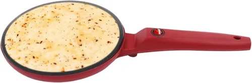 Crepera Electrica - Máquina eléctrica para crepes de 8 pulgadas, sartén antiadherente portátil roja con asa y bandeja extraíble, Crepera Electrica,