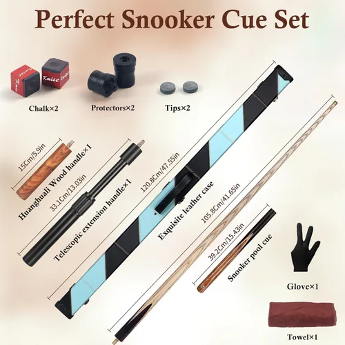 Miniatura 8 de Kmise 57 inch Pool Cue, 19oz Cue Stick with 9.5mm Professional Tip, Handcraft, Made of Chacate Preto Wood, Bar or House Use for Men or Women, Pool
