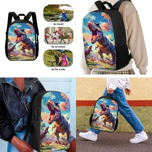 Miniatura 161 de HUGS IDEA Juego de 3 bolsas escolares con aislamiento térmico para el almuerzo, estuche para lápices