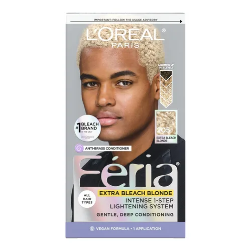 L'Oréal Paris Feria - Tinte permanente multifacético y brillante Feria, 205 Bleach Blonding (rubio extraclaro), paquete de 1