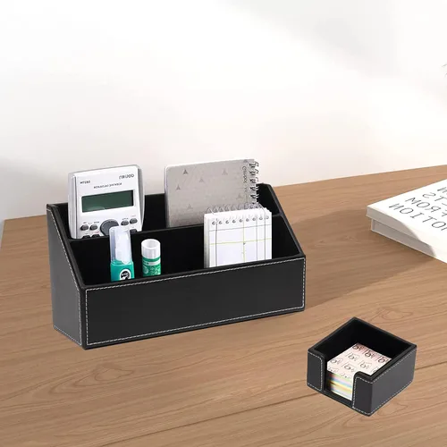 Miniatura 4 de Juego de 6 piezas de suministros de oficina/organizador de escritorio con almohadilla de escritura de cuero para escritorio, bandeja de papel