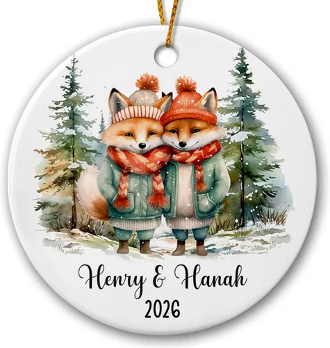 Miniatura 11 de Adorno de cerámica personalizado para pareja de leones 2026, regalos para parejas recién nacidas, novio, novia, adorno para parejas de leones, árbol