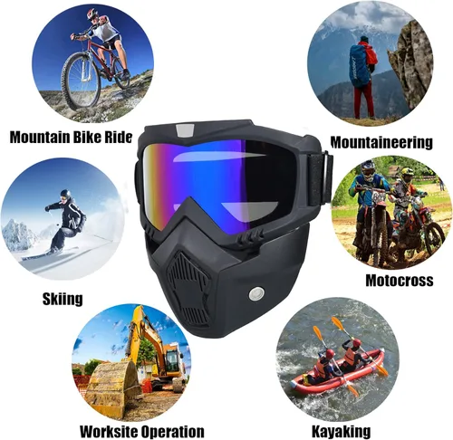 Miniatura 4 de Máscara de Paintball Antiniebla, Máscara Táctica de Cara Completa Desmontable Ajustable, Máscara de Esquí, Gafas de Protección Facial