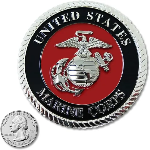 Miniatura 6 de USMC Medallón de automóvil rojo/plateado – Logotipo de metal Águila, Globo y Ancla del Cuerpo de Marines de 3.5 pulgadas para automóvil - Regalo