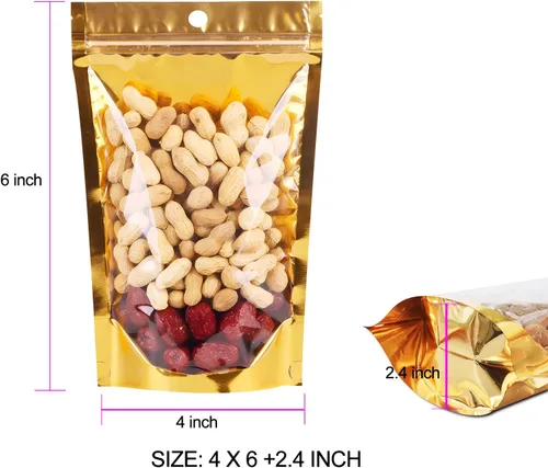 Miniatura 4 de Paquete de 100 bolsas a prueba de olores con ventana frontal transparente, 4 x 6 pulgadas, bolsas resellables de almacenamiento de alimentos, bolsas