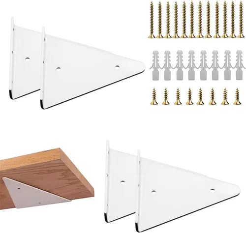 Miniatura 8 de Soporte de estante flotante 4 piezas para pequeños estantes flotantes de madera, soportes de estante de 4 x 3 pulgadas con tornillos de anclaje de 2