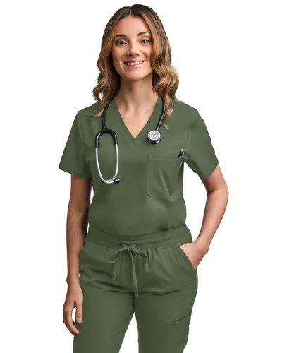 Miniatura 33 de Green Town Conjunto de ropa quirúrgica para mujer, pantalón deportivo y parte superior con cuello en V, 5 bolsillos, cintura de yoga, uniforme