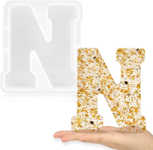 Miniatura 16 de Gartful Moldes de letras grandes de 7 pulgadas para resina, molde de resina epoxi del alfabeto mayúscula 3D J mayúscula, moldes de letras de resina