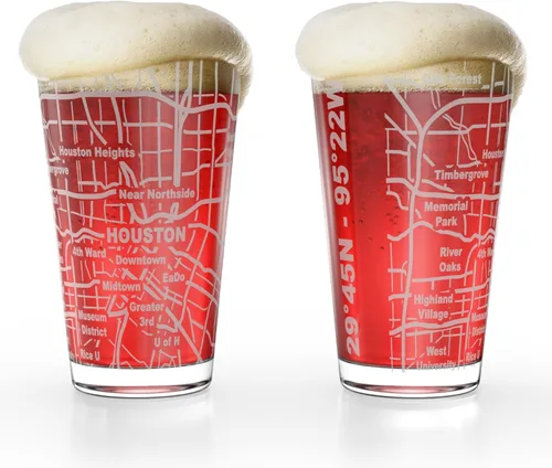 Miniatura 18 de Greenline Goods Vasos de cerveza – Juego de vasos de 16 onzas para los amantes de Pittsburgh – Juego de 2 – Grabados con Pittsburgh, PA Map