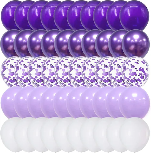 Miniatura 14 de Set de globos azul polvo, 60 paquetes de 12 pulgadas de globos metálicos dorados cromados, azul macarrón, azul océano, blanco arena, confeti