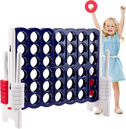 Miniatura 11 de ARLIME Juego gigante gigante de 4 en punta, juegos de patio trasero para niños y adultos, 4 en una fila con palanca de liberación rápida, 42 anillos