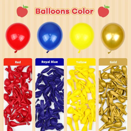Miniatura 4 de Kit de guirnalda de arco de globos rojos, azules y amarillos, 131 piezas para decoraciones de fiesta de cumpleaños