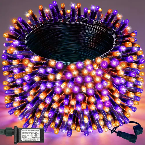 Miniatura 10 de Decute - Tira de luces de Navidad, impermeable, 300 LED, 105 pies, certificado UL con enchufe de extremo a extremo, 8 modos, guirnalda de luces