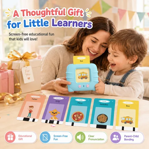 Miniatura 6 de Tarjetas didácticas parlantes para niños pequeños de 1, 2, 3, 4, 5 años, 224 palabras visuales, juguetes de aprendizaje de idiomas Montessori