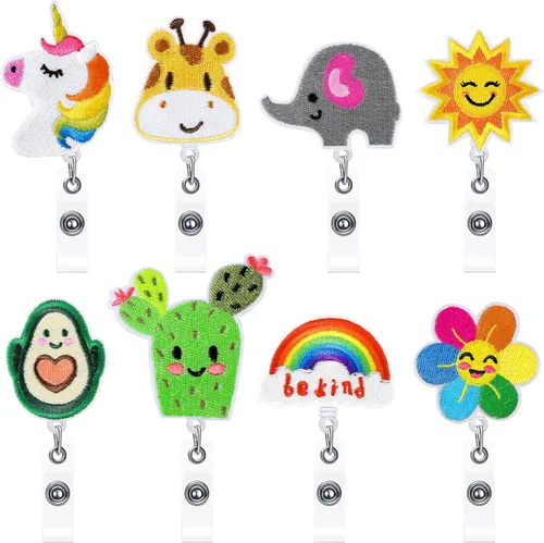 Miniatura 10 de 8 carretes retráctiles de fieltro para gafete de enfermera, diseño lindo con temática, regalo pediátrico para enfermeras, doctores, tarjetas