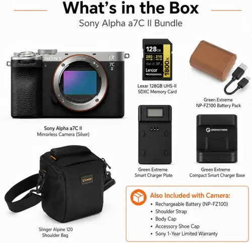 Miniatura 4 de Sony Alpha a7C II - Cámara sin espejo, color plateado, paquete con batería adicional y cargador, tarjeta de memoria de 128 GB, bolsa de hombro, 1