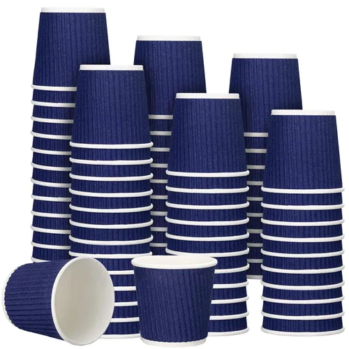 Miniatura 13 de Yaomiao 200 tazas de café expreso desechables de 4 onzas, con aislamiento de papel corrugado ondulado, para fiestas, bebidas frías, té y bebidas