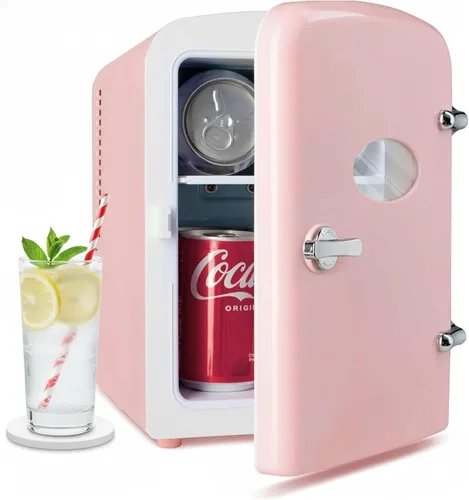 Miniatura 10 de InfiniPower Mini refrigerador de 4L/6 latas con ventana de observación, refrigerador portátil de bebidas pequeño AC/DC, enfriador y calentador sin