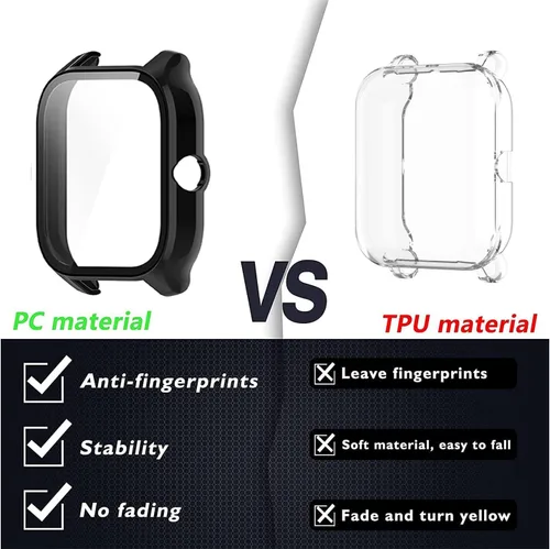 Miniatura 5 de Paquete de 2 protectores de pantalla compatibles con Amazfit GTS 4 Mini, pantalla de vidrio templado + fundas protectoras de policarbonato mate