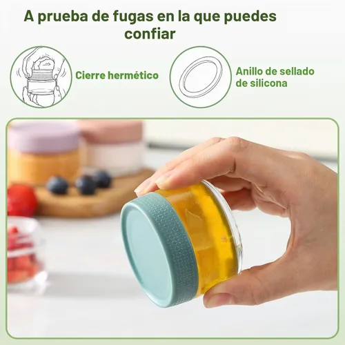 Miniatura 4 de NETANY Recipientes de vidrio para aderezo de ensalada de 2 onzas, paquete de 6 recipientes pequeños para salsa con tapas y mini recipientes