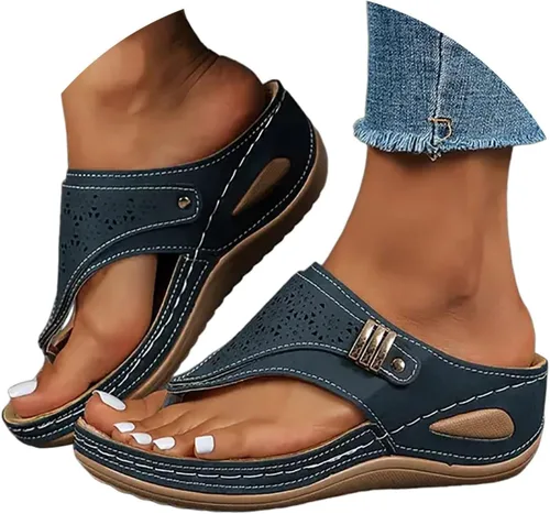 Miniatura 7 de Sandalias ortopédicas para mujer, sandalias de cuña con soporte de arco, sandalias de playa cómodas y elegantes para el verano 2025