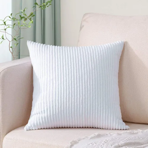 Miniatura 12 de Artscope Fundas de Almohada de Pana a Rayas Acogedoras Súper Suaves Decorativas Oblongas Fundas de Almohada Decorativa Funda de Cojín para Sofá