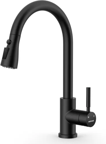 Miniatura 33 de WEWE Grifos de cocina con pulverizador desplegable, grifo de cocina de estilo granja en bronce cepillado con aceite, comercial, moderno, de arco
