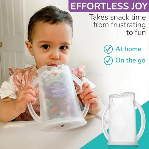 Miniatura 4 de Flipping Holder 2 en 1 para bolsas de comida y cajas de jugo para bebé (paquete de 2) - Envase seguro para alimentos sin apretar, con asas de fácil
