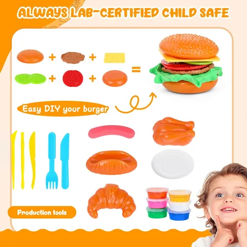 Miniatura 5 de Juego de cocina para microondas con sonido ligero para niños con comida falsa y arcilla de masa de juego de 6 colores, ideal para niños pequeños