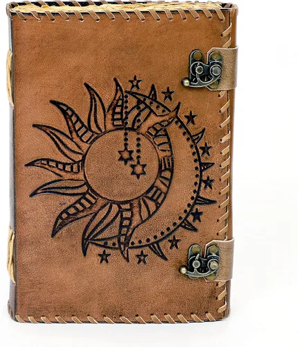 Miniatura 2 de Sun & Moon - Diario en relieve, 220 páginas hechas a mano con borde deckle borde, diario vintage, diario de sol y luna, cuaderno de bocetos