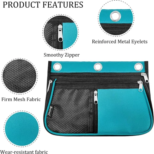 Miniatura 3 de Estuche de gran capacidad para carpeta de 3 anillas, bolsas expandibles con cremallera, 3 compartimentos para organizadores de oficina (azul)