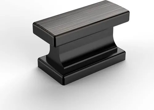 Miniatura 8 de Amerdeco - Paquete de 6 perillas en negro mate para gabinete, un solo orificio de 1.46 pulgadas, manijas para armarios, tiradores rectangulares