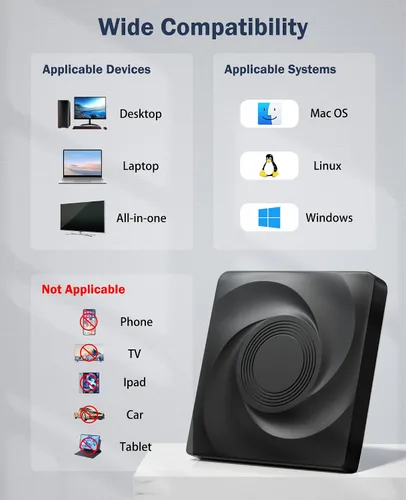 Miniatura 7 de Wbacon Unidad externa de CD/DVD para portátil, unidad de DVD externa, reproductor de DVD, lector de CD portátil para portátil, grabadora de CD