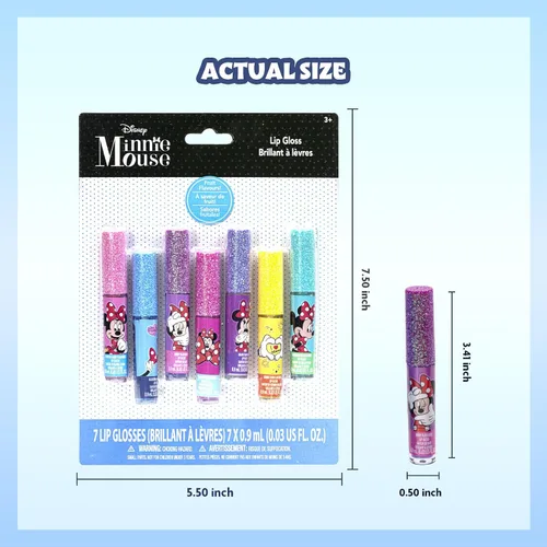 Miniatura 8 de Disney Minnie Mouse - Brillo de labios a base de plantas de 7 piezas, recuerdos de fiesta para niñas, primer juego de maquillaje para niñas