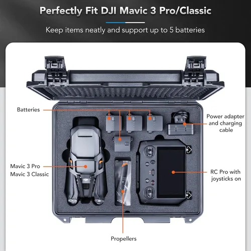 Miniatura 2 de Lykus Titan M350 - Funda rígida impermeable para DJI Mavic 3 Pro/Classic, RC Pro y DJI RC simultáneamente, compatible con cordón RC [solo funda]
