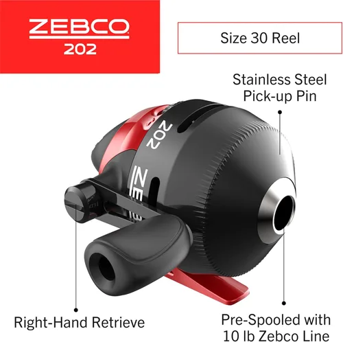 Miniatura 3 de Zebco 202 Spincast Reel and Fishing Rod Combo, Right-Hand Retrieve, Pre-Spooled with 10-Pound Line