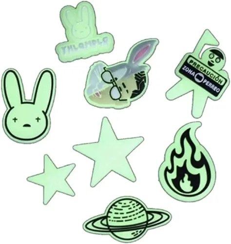 Juego de 8 dijes para decoración de zapatos, pulsera de BUNNY que brillan en la oscuridad, regalos de fiesta, niños, niñas, hombres y mujeres, 8
