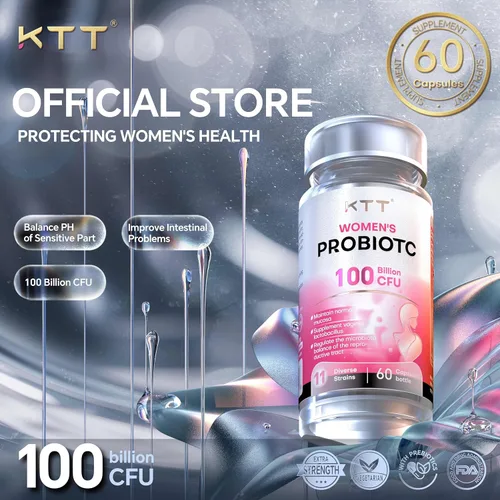 Miniatura 4 de KTT Probióticos para mujeres, probióticos vaginales, 100 mil millones de UFC, 11 cepas, 60 cápsulas, liberación retardada, estable