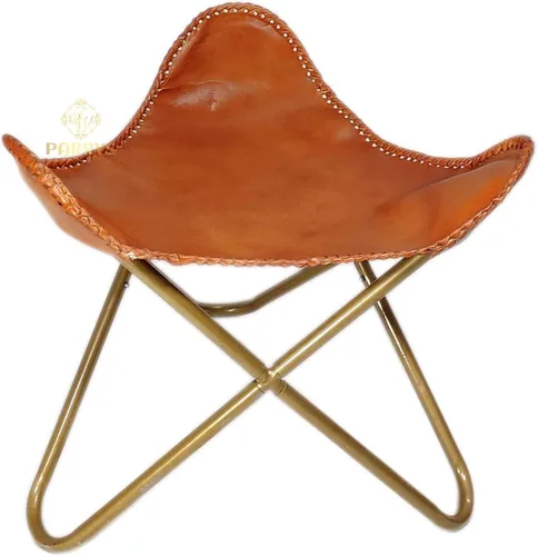Miniatura 22 de Pie plegable de mariposa de cuero Acento de salón, camping, caminar, caza, senderismo, pesca, viajes (beige)