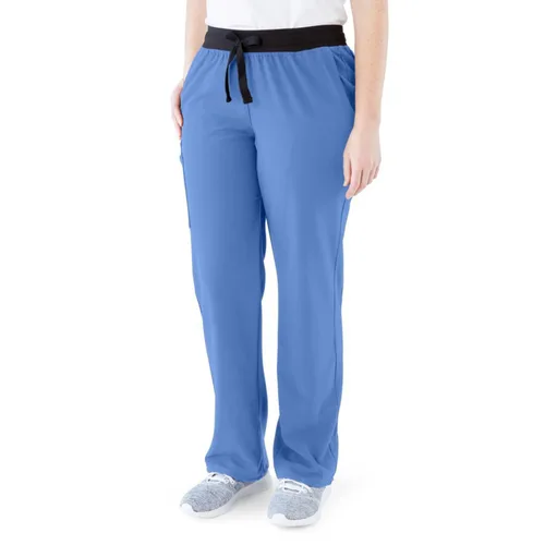 Miniatura 13 de ave. Varick - Pantalón médico de tiro medio para mujer, pierna recta, seis bolsillos, color azul caribeño, talla S