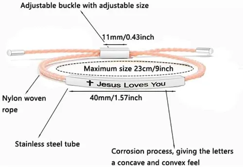 Miniatura 5 de LIU JUN WWJD - Pulseras de tubo para mujer, con texto en inglés "What Would Jesus Do", ajustable, trenzadas a mano, de acero inoxidable para mi